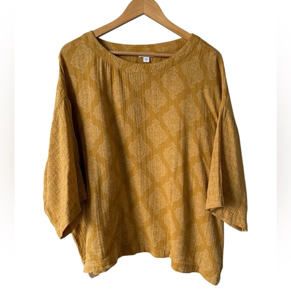 J. Jill Tops - Pure Jill NWOT Mustard Cotton Gauze Top Relaxed Boho Tunic XL